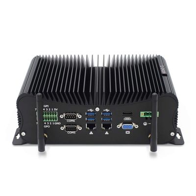 Mini PC Fanless i7 Industrial Computer Core i7 1165G7, 6*RS232 COM Micro PC Win11 Pro, 32G RAM 512G SSD, HD, VGA, 2*2.5G LAN, 6*USB, 14Pin GPIO, WiFi, Industrial Embedded PC for CNC/IOT/Billboard