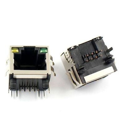 DirectNine Basics 10 Pcs RJ-45 RJ45 Jack with LEDs Stacked Shielded Series