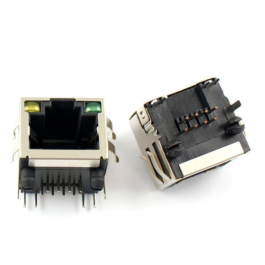 DirectNine Basics 10 Pcs RJ-45 RJ45 Jack with LEDs Stacked Shielded Series