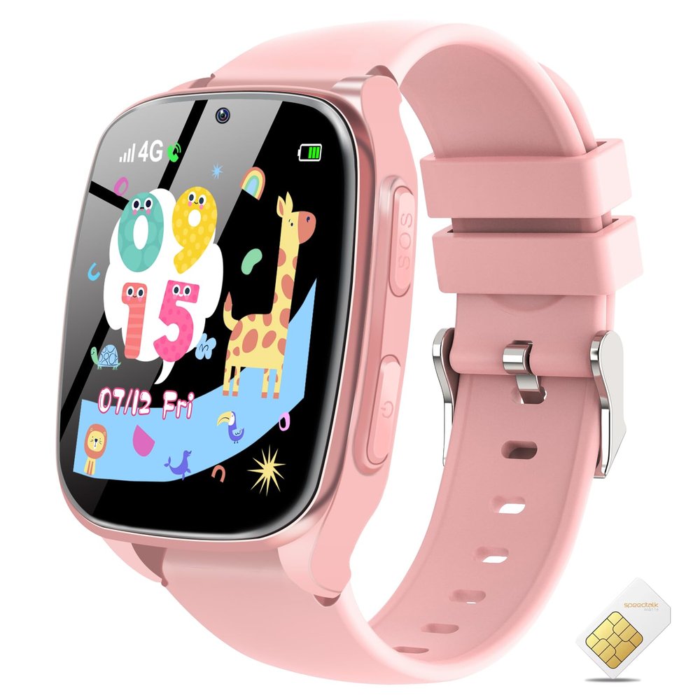 4G Kids Smart Watch Smartwatch for Kids with Call SOS Music Camera Video Alarm Pedometer Calculator Stopwatch Educational Games, Smart Watch Phone with SIM Card for Boys Girls Ages 4-12(Pink)