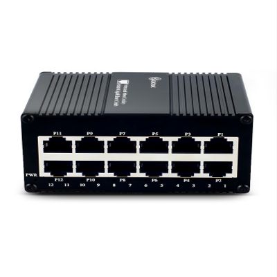 Atroodac 12 Ports Gigabit Mini Ethernet Switch Unmanaged Energy Efficient Network Switch Traffic Optimization Ethernet Splitter IP40 Sturdy Metal Wall-Mount 20Gbps Backplane Bandwidth