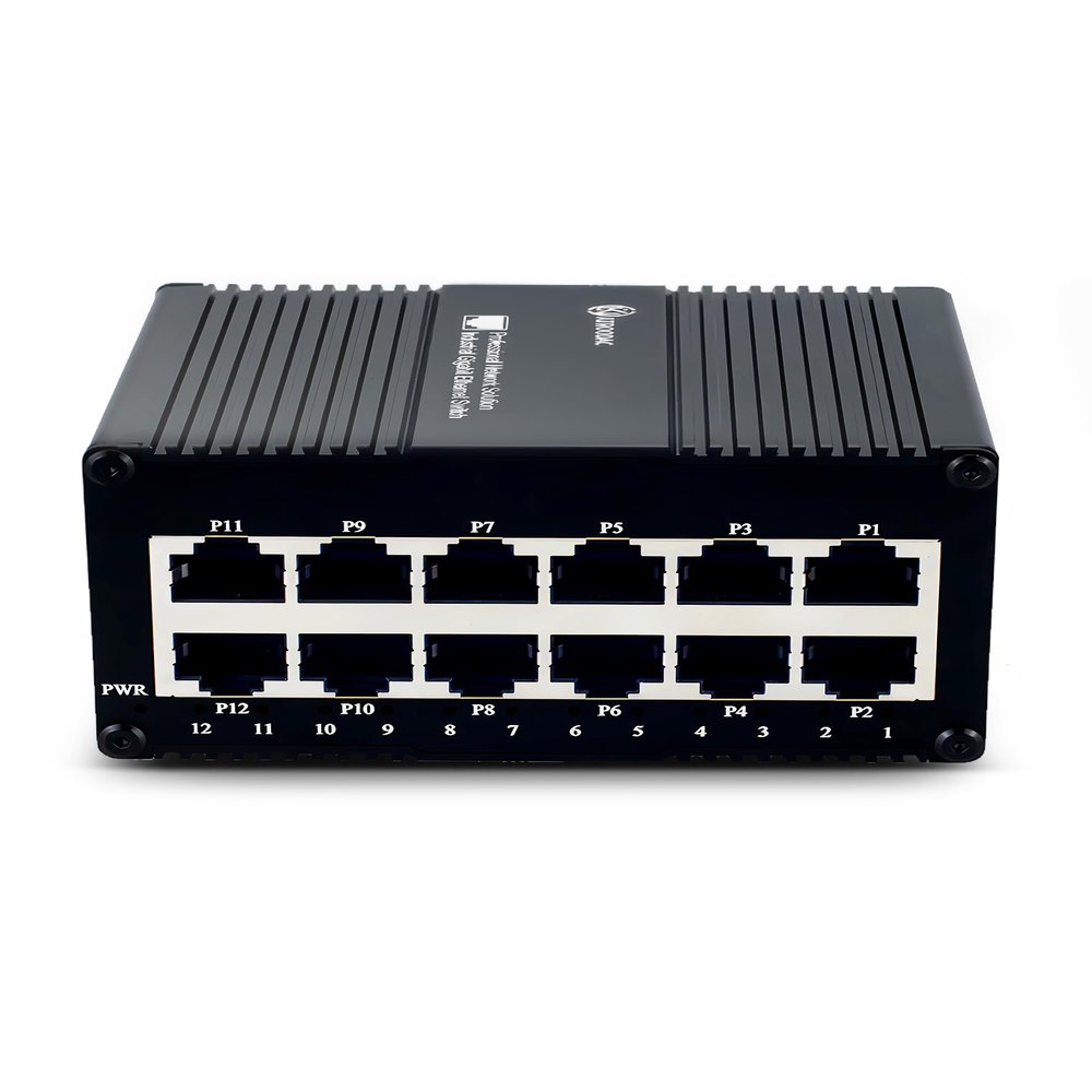 Atroodac 12 Ports Gigabit Mini Ethernet Switch Unmanaged Energy Efficient Network Switch Traffic Optimization Ethernet Splitter IP40 Sturdy Metal Wall-Mount 20Gbps Backplane Bandwidth