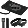 100 PCS 8-Inch Cable Ties, Reusable Cable Management, Under Desk Cord Organizer, Cable Clips and Cord Wrap, Black view 1