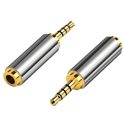 2.5mm Male to 3.5mm Female Headphone Adapter (Converts your 3.5mm earphone jack into 2.5mm earphone jack) 4 Pole 2.5mm to 3.5mm Plug Jack Audio Adapter 24K Gold Plated -Stereo or Mono-2 Packs