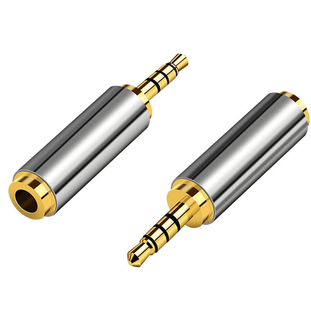 2.5mm Male to 3.5mm Female Headphone Adapter (Converts your 3.5mm earphone jack into 2.5mm earphone jack) 4 Pole 2.5mm to 3.5mm Plug Jack Audio Adapter 24K Gold Plated -Stereo or Mono-2 Packs
