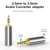 2.5mm Male to 3.5mm Female Headphone Adapter (Converts your 3.5mm earphone jack into 2.5mm earphone jack) 4 Pole 2.5mm to 3.5mm Plug Jack Audio Adapter 24K Gold Plated -Stereo or Mono-2 Packs view 2