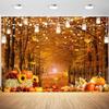 10x8ft Fall Forest Backdrop Autumn Woodland Maple Leaves Pumpkins Photography Background Fall Harvest Thanksgiving Party Kids Adults Portraits Decorations Supplies Photo Booth Props view 1