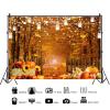 10x8ft Fall Forest Backdrop Autumn Woodland Maple Leaves Pumpkins Photography Background Fall Harvest Thanksgiving Party Kids Adults Portraits Decorations Supplies Photo Booth Props view 2