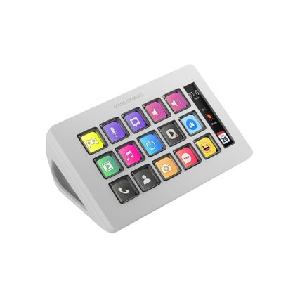 MARSGAMING MSD-One Slim Control Deck, 15 Customizable LCD Keys, Expanded LCD Display, Software Control and Plug-in, Compact Control Deck with Slim Ergonomic Design, Windows and MacOS, White