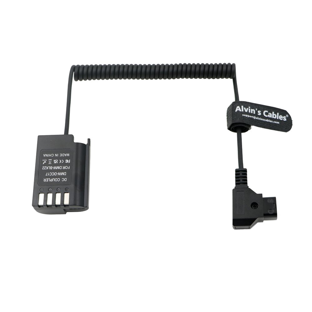 Alvins Cables DMW-DCC17 DMW-BLK22 Dummy Battery to D-tap Power Adapter Coiled Cable for Panasonic Lumix S5 S5II S5K S5C GH6 GH5II G9 G9II Camera