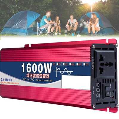 1600W/2200W/2600W/3000W/4000W/5000W/6000W/7000W/8000W Pure Sine Wave Power Inverter 12V/24V/48V/60V DC to 110V /230V AC Converter with 2 AC Outlets for Car RV,1600W-24Vto220V
