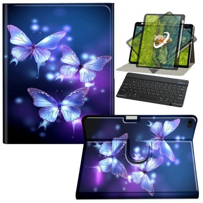 BFDHGQZC Keyboard Case for iPad 6th Generation/iPad 5th Generation/iPad 9.7 inch/iPad Air 2 with Pen Holder,360 Degree Rotating Stand Protective Cover,Purple Butterflies