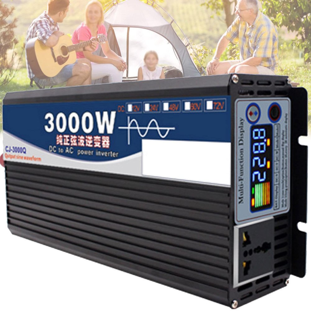 1600W/2200W/2600W/3000W/4000W/5000W/6000W/7000W/8000W Car Power Inverters 12V/24V/48V/60V DC to 110V /230V AC Converter with Dual AC Outlet, Car Cigarette Lighter,3000W-48Vto110V