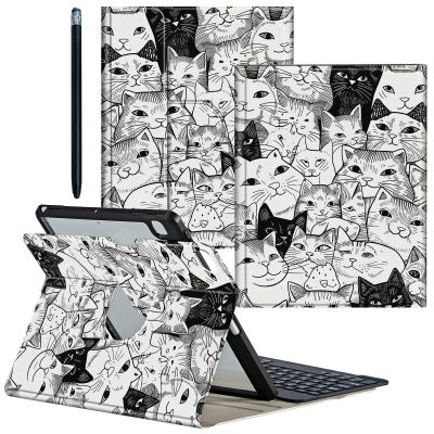 CGFGHHUY for iPad 5th/6th Generation Case for iPad Air 1/2 Case 9.7 inch Detachable Wireless Keyboard & 360 Rotating Stand PU Leather Cover with Pen Holder Protective Cover - Many Cute Cats