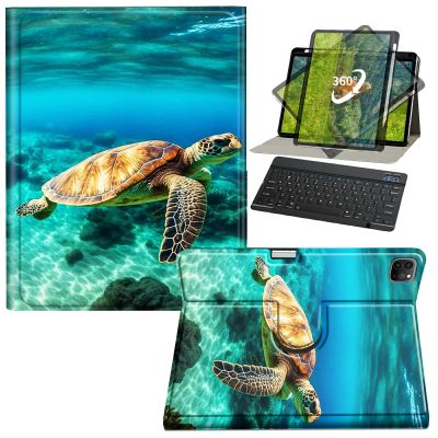 BFDHGQZC Keyboard Case for iPad Pro 12.9 Case (6th/5th/4th/3rd Generation, 2022/2021/2020/2018) with Pen Holder,360 Degree Rotating Stand Protective Cover,Sea Turtle