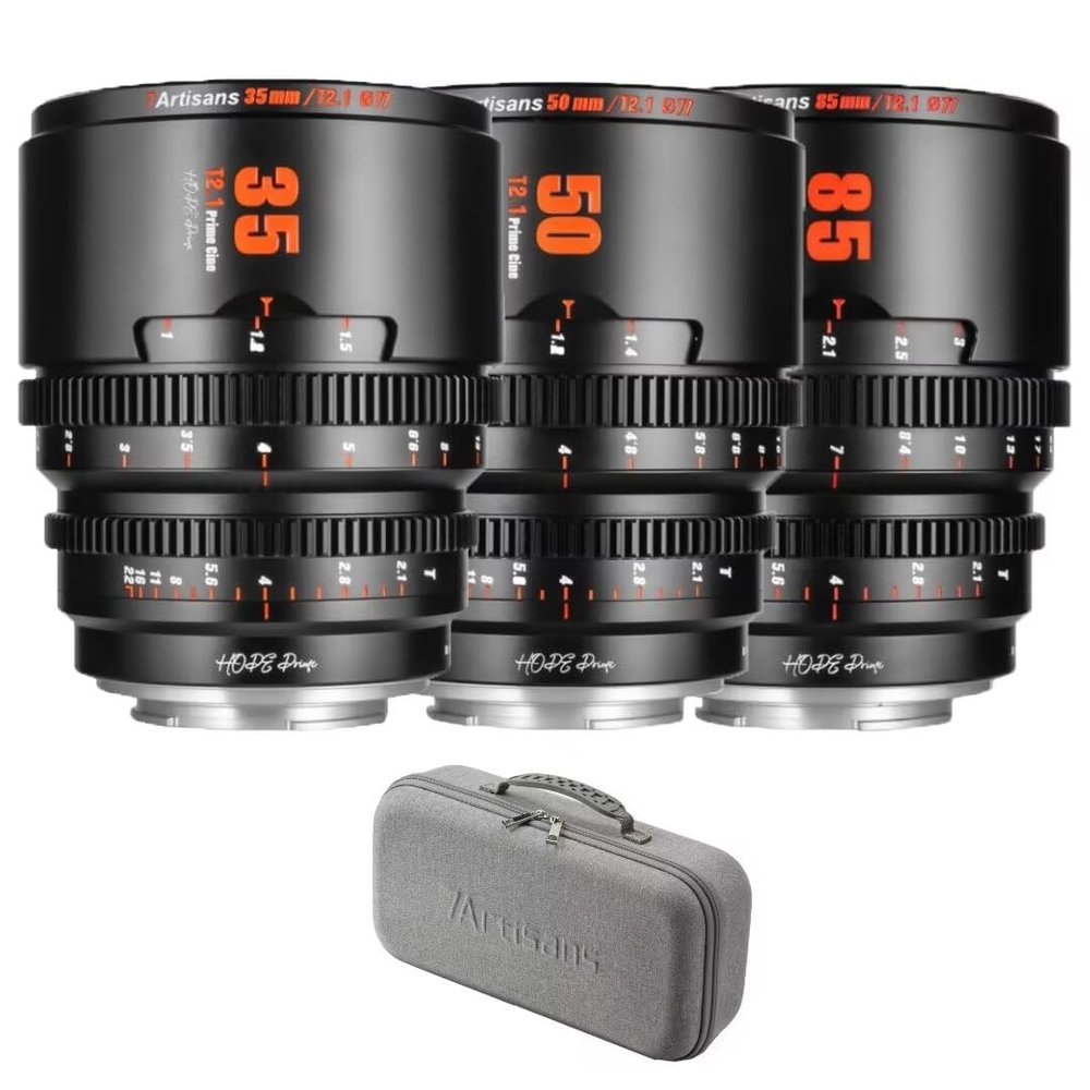 7artisans 35mm 50mm 85mm T2.1 Cine Lens Kit for Canon RF Mount APS-C 260 Ultra Long Focus Large Aperture Prime Mirrorless Camera Lens for Portraiture/Street Photography/Humanistic