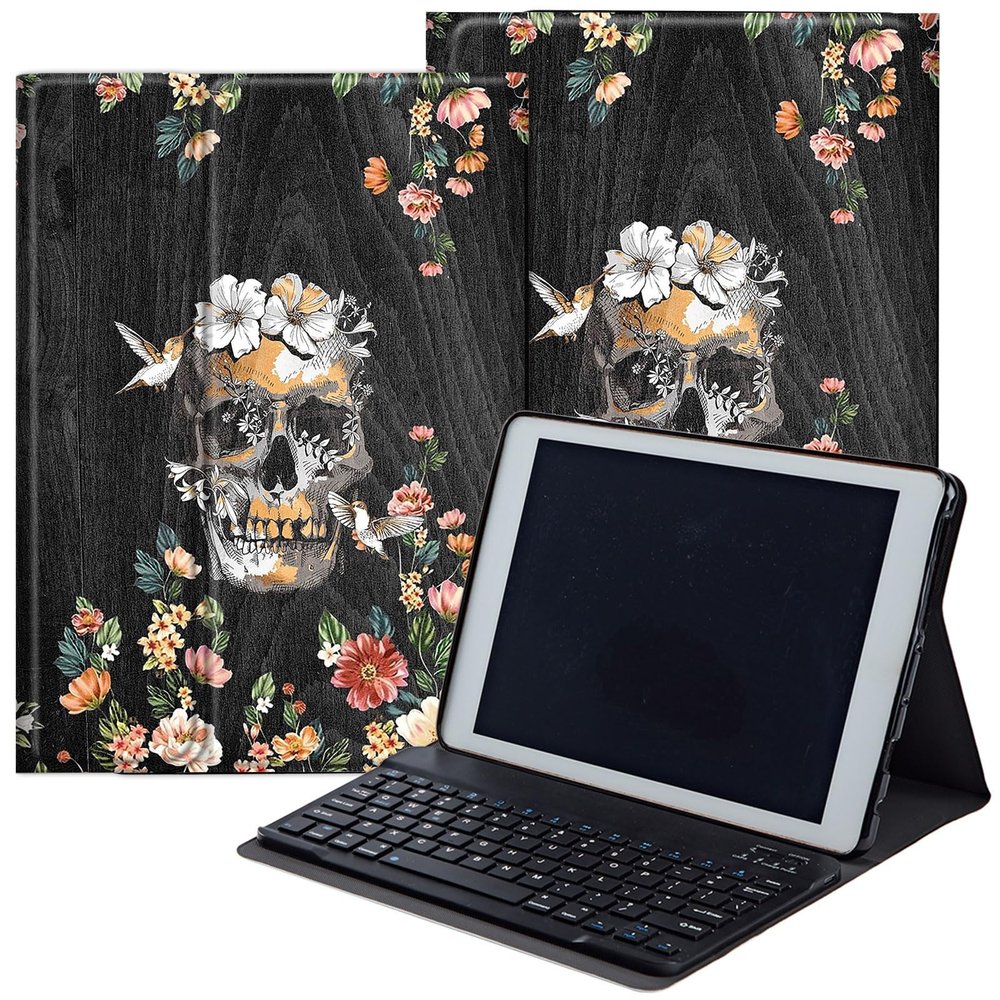 DEGDFSGR Keyboard Case for Samsung Galaxy Tab A7 Lite 8.7 Inch 2021 Model (SM-T220/T225/T227), Magnetic Closure Detachable Bluetooth Keyboard for Samsung Galaxy A7 Lite Case, Hummingbird in Skull