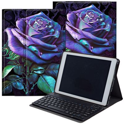 DEGDFSGR Keyboard Case for Samsung Galaxy Tab A7 Lite 8.7 Inch 2021 Model (SM-T220/T225/T227), Magnetic Closure Detachable Bluetooth Keyboard for Samsung Galaxy A7 Lite Case, A Purple Rose