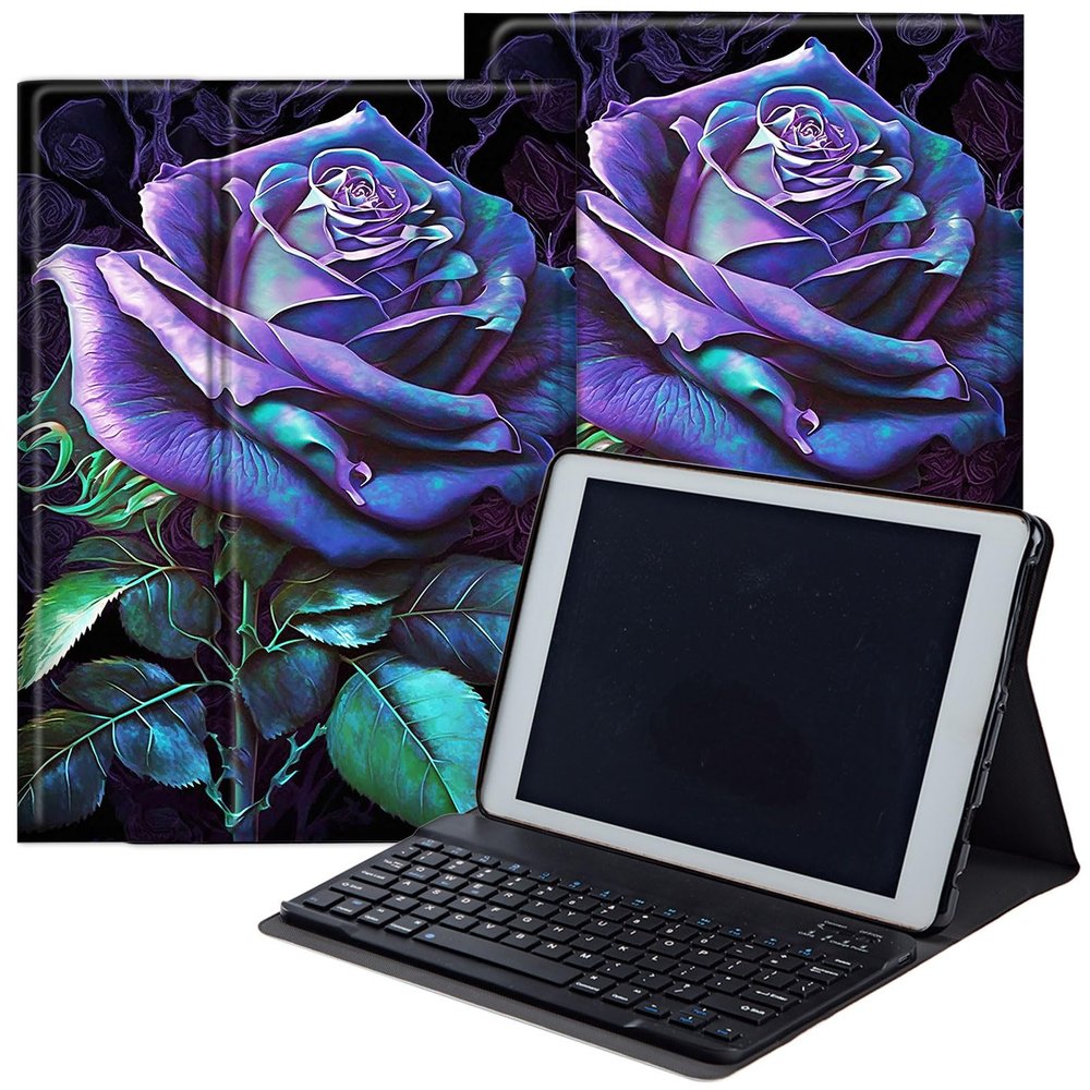 DEGDFSGR Keyboard Case for Samsung Galaxy Tab A7 Lite 8.7 Inch 2021 Model (SM-T220/T225/T227), Magnetic Closure Detachable Bluetooth Keyboard for Samsung Galaxy A7 Lite Case, A Purple Rose