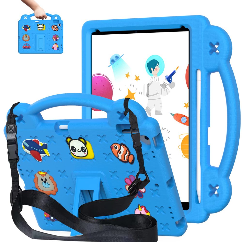 AKABEILA Compatible with Honor Pad 9 2023 12.1 inch Tablet Case, Kids Friendly Universal Lightweight Shockproof Protective Case with Shoulder Strap & Stand Handle Sky Blue