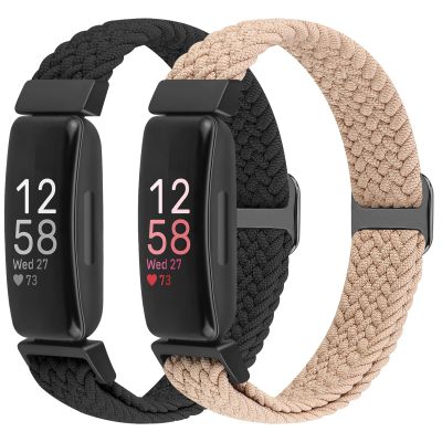 Puhuite Elastic Braided Watch Band Compatible with Fitbit Inspire 3/Inspire 2/Inspire/Inspire HR/Fitbit ace 3/Ace 2, Adjustable Stretchy Strap Sport Nylon Loop Replacement Wristband for Fitbit Inspire