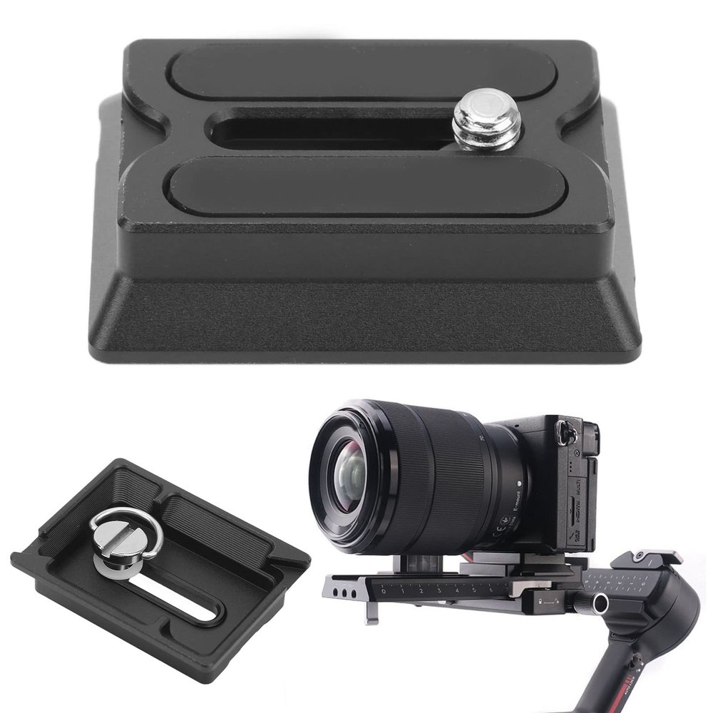 Denash Quick Release Plate Tripod Ball Head Base for Ronin rsc2 rs2 rs3 Stabilizer, Anti Twisting Locking Screws, Slip Rubber Pad