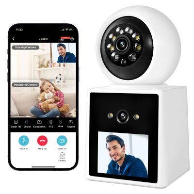 COOHILIGH Two-Way Video Call Security Camera with HD Screen, 1080P Indoor Home Security Camera, Indoor House Sitter Camera, Baby/Elderly/Sitter/Dog/Pet Camera with Mobile Apps