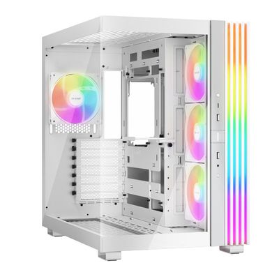 be quiet! Light Base 600 LX White PC Case | Fully Windowed Front and Side Panel | Dual Chamber | ARGB LED Strip | 4 Light Wings LX 120mm PWM Fans | Inverted and Horizontal Layout Customizable | BGW68