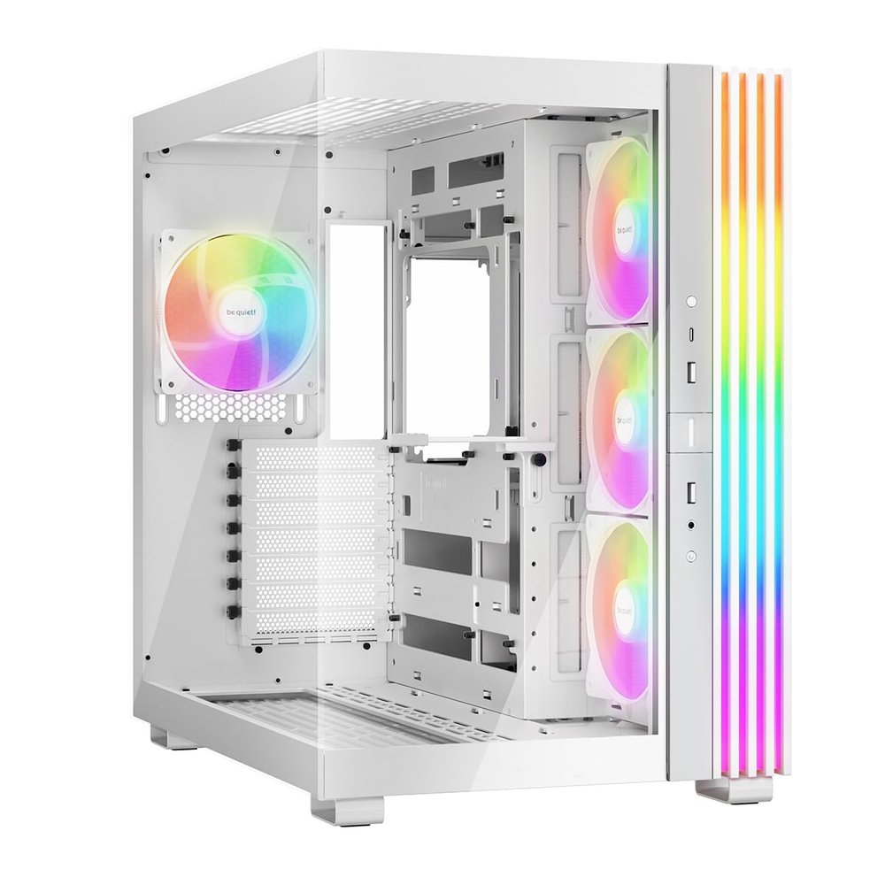 be quiet! Light Base 600 LX White PC Case | Fully Windowed Front and Side Panel | Dual Chamber | ARGB LED Strip | 4 Light Wings LX 120mm PWM Fans | Inverted and Horizontal Layout Customizable | BGW68
