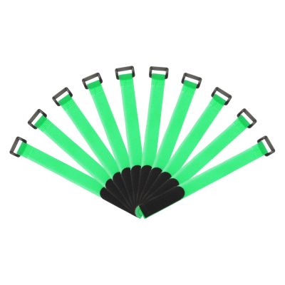 MECCANIXITY Fastening Hook and Loop Cable Tie 10 Inch x 13/16 Inch Reusable with Buckle Adjustable Multi-Purpose Wire Strap for Cord Management Green, Pack of 10