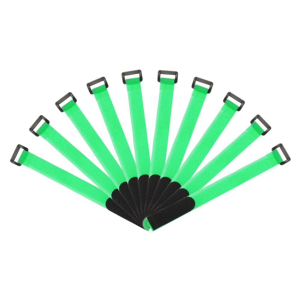 MECCANIXITY Fastening Hook and Loop Cable Tie 10 Inch x 13/16 Inch Reusable with Buckle Adjustable Multi-Purpose Wire Strap for Cord Management Green, Pack of 10