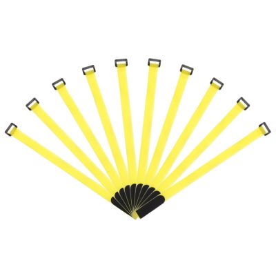 MECCANIXITY Fastening Hook and Loop Cable Tie 16 Inch x 13/16 Inch Reusable with Buckle Adjustable Multi-Purpose Wire Strap for Cord Management Yellow, Pack of 10