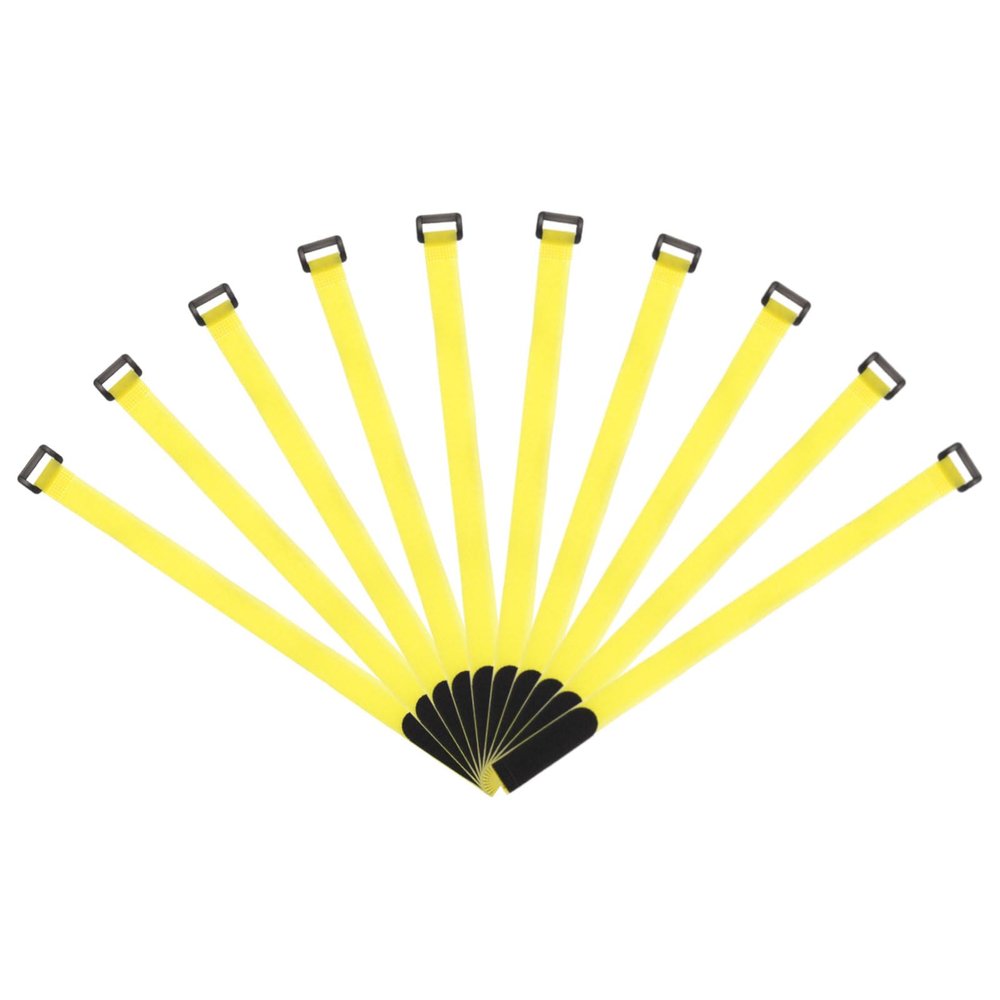 MECCANIXITY Fastening Hook and Loop Cable Tie 16 Inch x 13/16 Inch Reusable with Buckle Adjustable Multi-Purpose Wire Strap for Cord Management Yellow, Pack of 10