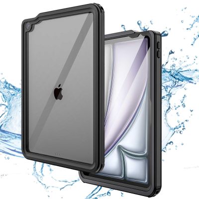 AdirMi Waterproof Case for iPad Air 13 inch (M2, 2024), Outdoor Sports Full-Body Heavy Duty Shockproof Protective Cover Built-in Screen Protector, Shoulder Strap