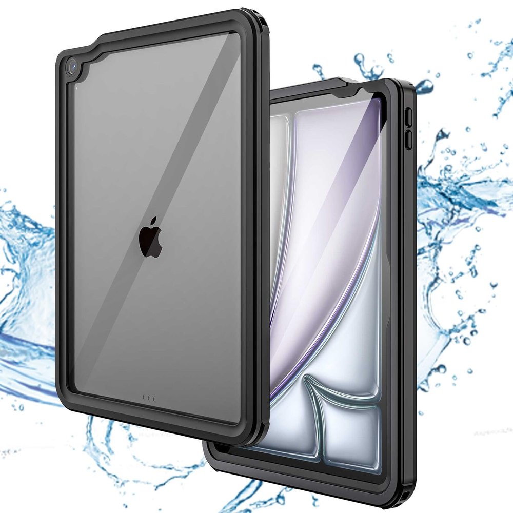 AdirMi Waterproof Case for iPad Air 13 inch (M2, 2024), Outdoor Sports Full-Body Heavy Duty Shockproof Protective Cover Built-in Screen Protector, Shoulder Strap