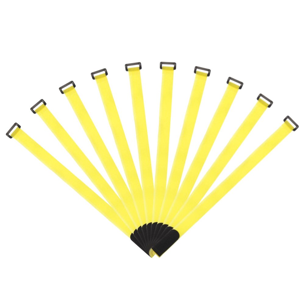 MECCANIXITY Fastening Hook and Loop Cable Tie 20 Inch x 1 Inch Reusable with Buckle Adjustable Multi-Purpose Wire Strap for Cord Management Yellow, Pack of 10