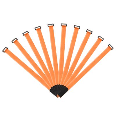 MECCANIXITY Fastening Hook and Loop Cable Tie 20 Inch x 1 Inch Reusable with Buckle Adjustable Multi-Purpose Wire Strap for Cord Management Orange, Pack of 10
