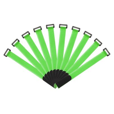 MECCANIXITY Fastening Hook and Loop Cable Tie 12 Inch x 1 Inch Reusable with Buckle Adjustable Multi-Purpose Wire Strap for Cord Management Green, Pack of 10