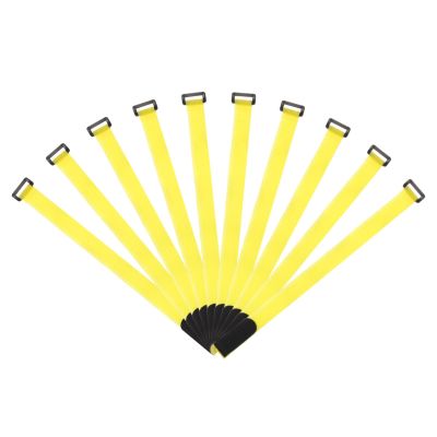 MECCANIXITY Fastening Hook and Loop Cable Tie 18 Inch x 1 Inch Reusable with Buckle Adjustable Multi-Purpose Wire Strap for Cord Management Yellow, Pack of 10