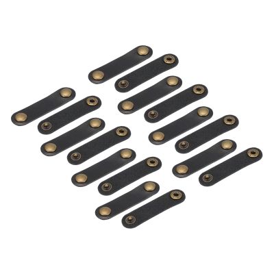MECCANIXITY 8 Pcs Leather Cable Straps Cord Organizer 63x16mm Ties Soft Cord Holder Winder Keeper Cable Management for USB Cable, Headphone Wire, Earphone