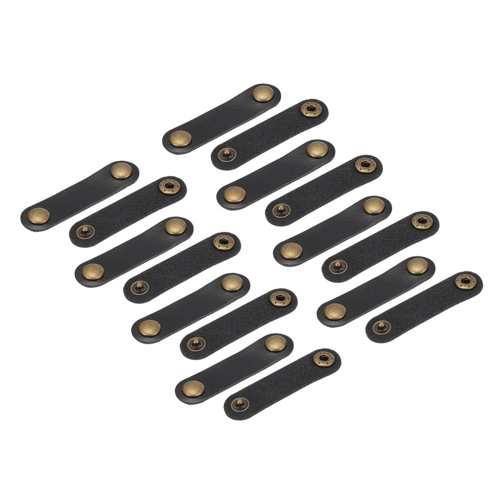 MECCANIXITY 8 Pcs Leather Cable Straps Cord Organizer 63x16mm Ties Soft Cord Holder Winder Keeper Cable Management for USB Cable, Headphone Wire, Earphone