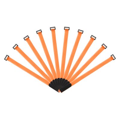 MECCANIXITY Fastening Hook and Loop Cable Tie 16 Inch x 1 Inch Reusable with Buckle Adjustable Multi-Purpose Wire Strap for Cord Management Orange, Pack of 10