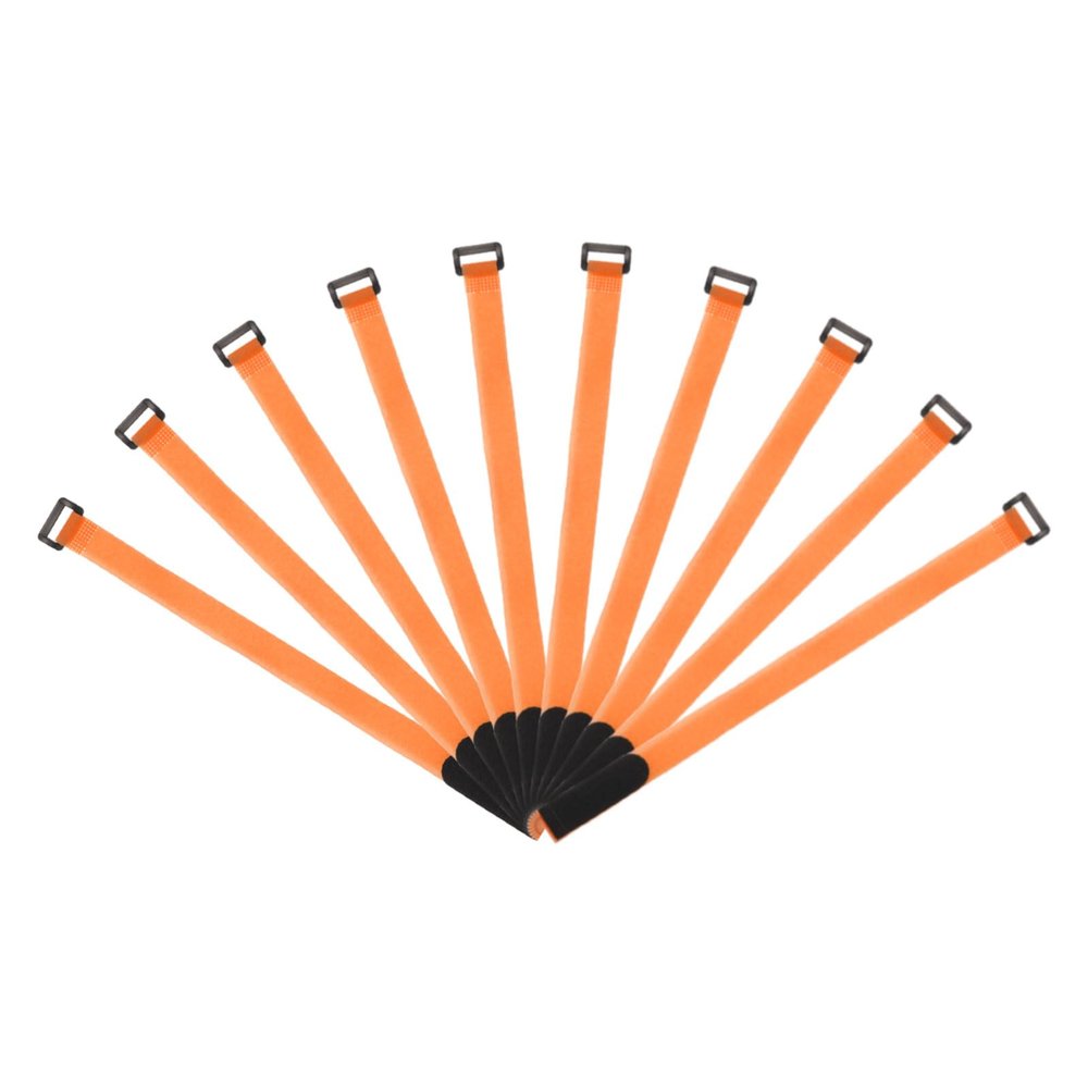 MECCANIXITY Fastening Hook and Loop Cable Tie 16 Inch x 1 Inch Reusable with Buckle Adjustable Multi-Purpose Wire Strap for Cord Management Orange, Pack of 10