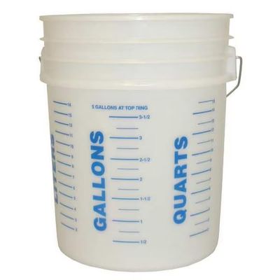 MDMprint Mixing Bucket, 11 7/8 in W x 15 in L, 5 gal, Translucent, Plastic, Mfr: GG468-A