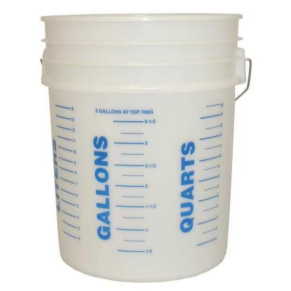 MDMprint Mixing Bucket, 11 7/8 in W x 15 in L, 5 gal, Translucent, Plastic, Mfr: GG468-A