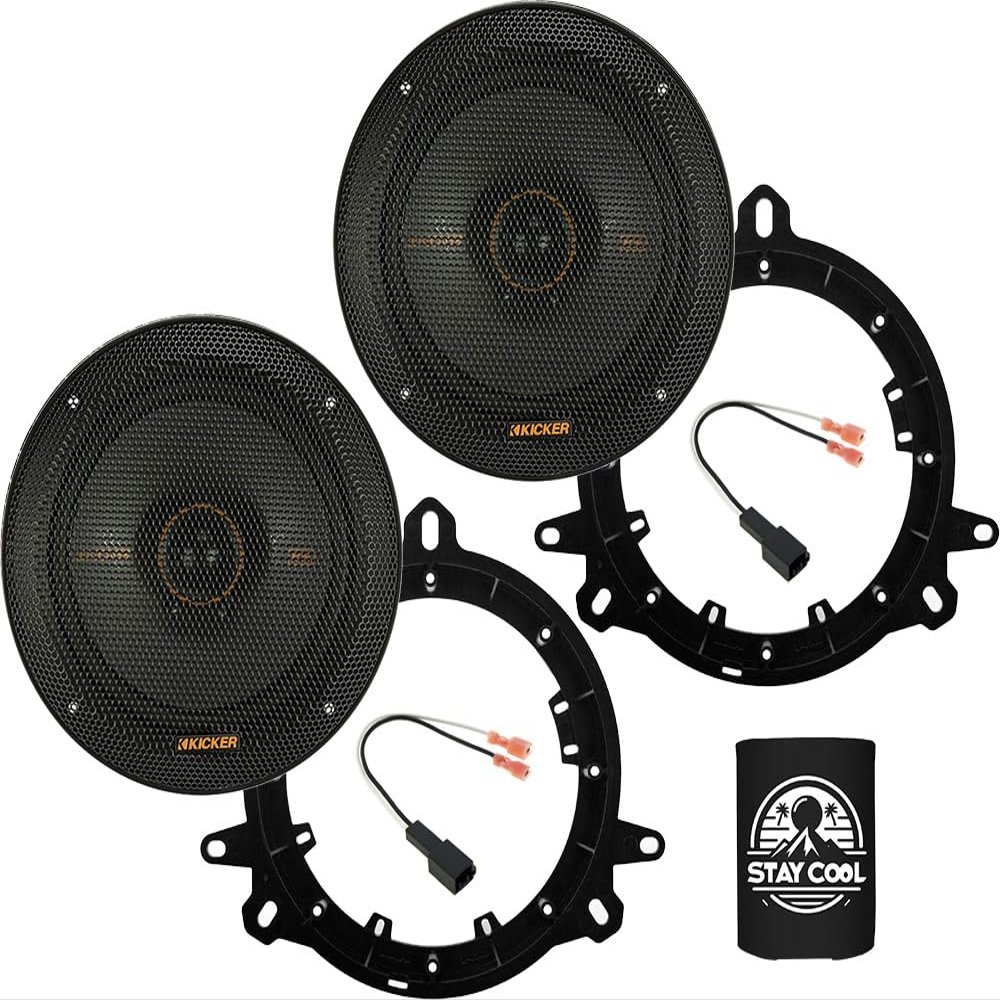 KICKER Speakers 6.5 inch for Toyota Tacoma (w/o JBL) 2019-2023 Upgrade Kit - Pair of KS Series with Adapters and Harness, Coaxial 6 1/2 Car Audio Rear Door Speaker KSC650, 51KSC6504