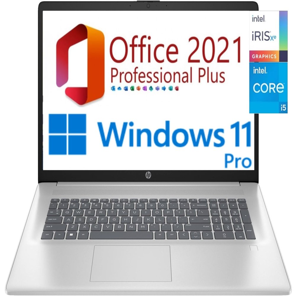 hp 17.3" HD+ Business Laptop, 13th Gen Intel Core i5-1334U (10cores,12 threads), 16GB RAM, 512GB SSD, Free Lifetime Office 2021, HDMI, WiFi 6, BT5,Windows 11 Pro (16GB RAM | 512GB SSD, Natural Silver)