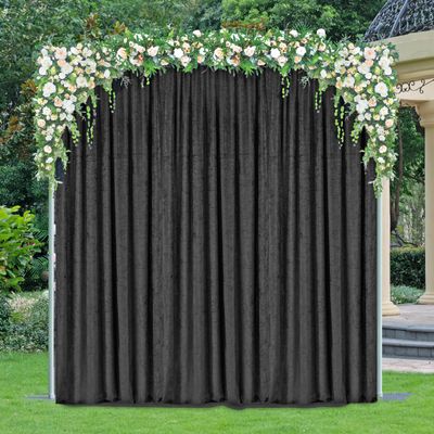 Wedding Linens Inc. 16ft H x 57in W Luxurious Ice Crushed Velvet Event Backdrop Drapes Panels, Curtain Panel for Parties, Birthdays, Anniversaries, Weddings, Graduations (Black)