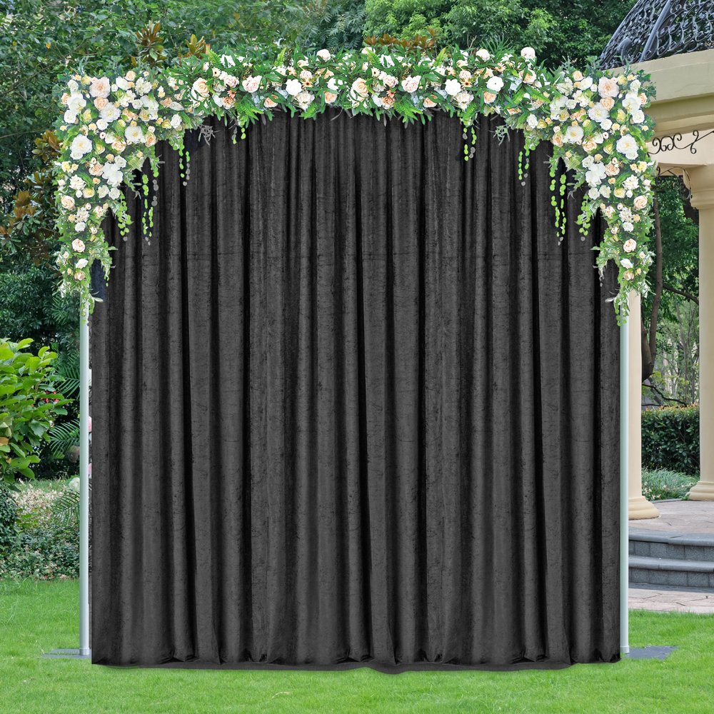 Wedding Linens Inc. 16ft H x 57in W Luxurious Ice Crushed Velvet Event Backdrop Drapes Panels, Curtain Panel for Parties, Birthdays, Anniversaries, Weddings, Graduations (Black)