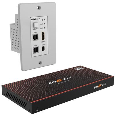 BZBGEAR 4K UHD 18Gbps HDMI/MDP/KVM Wall Plate Transmitter & Receiver Kit up to 230ft - BG-EXHD-70UWP-W